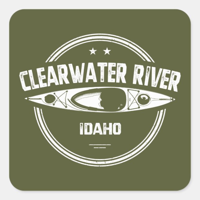 Sticker Carré Clearwater River Idaho Kayak (Devant)