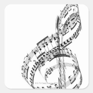 Sticker Carré Clef triple