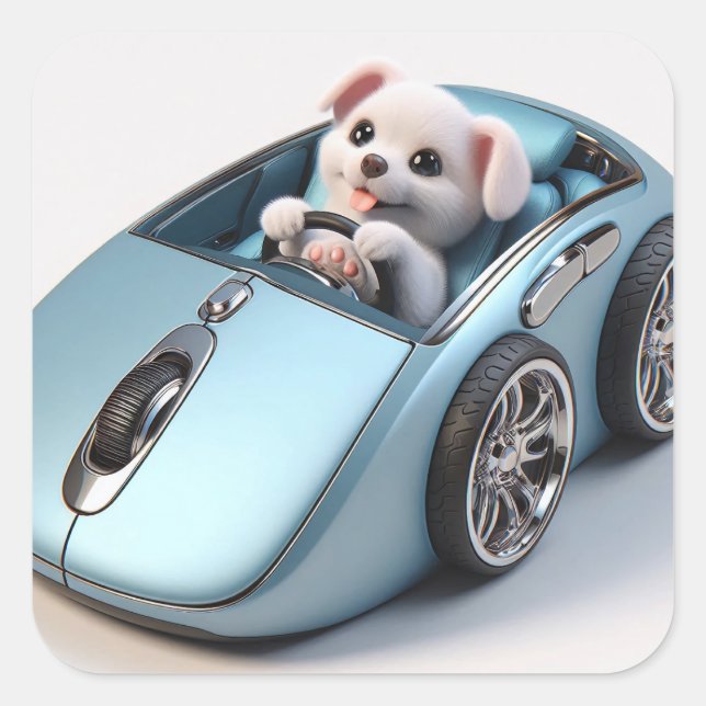 Sticker Carré Click and Vroom : Puppy Driver Edition (Devant)