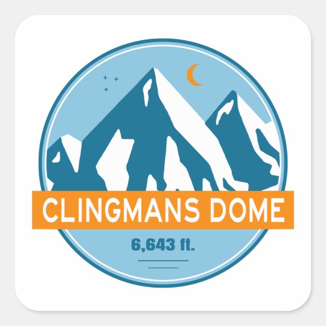 Sticker Carré Clingmans Dome Caroline du Nord Tennessee Stars Lu (Devant)