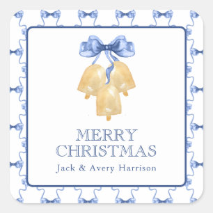 Sticker Carré Cloches de Noël ou de mariage à l'aquarelle