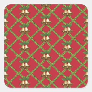Sticker Carré Cloches traditionnelles à sonnettes rouges et vert