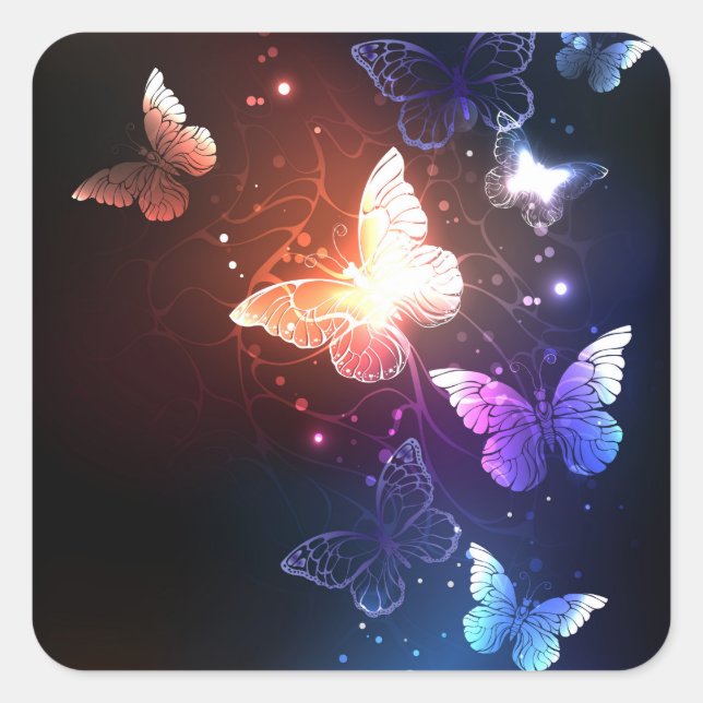 Sticker Carré Clowing Night Butterflies (Devant)