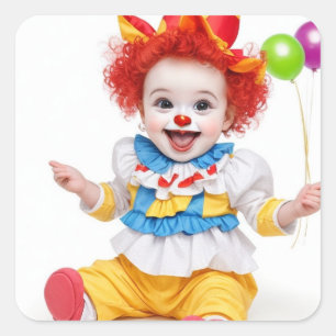Sticker Carré Clown Bébé