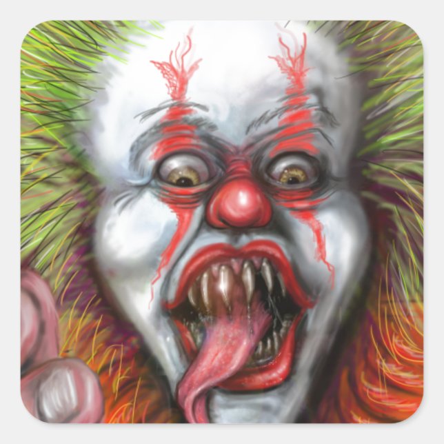 Sticker Carré clown effrayant (Devant)