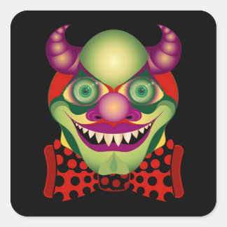 Sticker Carré Clown effrayant terriblement horrible et autocolla