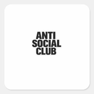 Sticker Carré Club Anti Social Club Introvert Drôle Minimaliste 