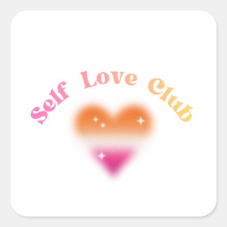 Sticker Carré Club d'amour de soi – Design Rétro d'autonomisatio