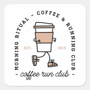 Sticker Carré Club de course au café humouristique amateurs de c