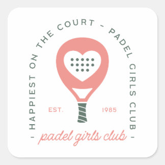 Sticker Carré Club de padel filles esthétique rose 