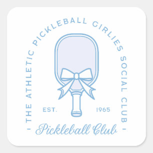 Sticker Carré Club de Pickleball bleu esthétique filles assortie
