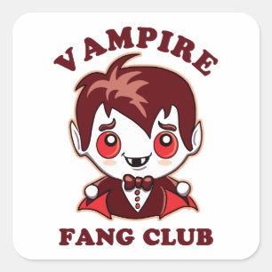 Sticker Carré Club Fang Pun Drôle Et Vampire Mignons