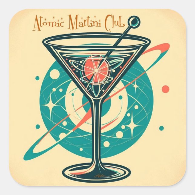Sticker Carré Club Martini atomique (Devant)