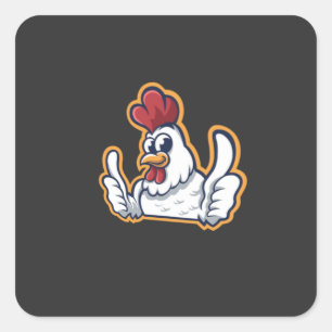Sticker Carré Clucky le poulet gai