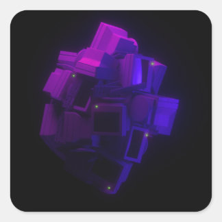 Sticker Carré Cluster de moniteurs flottants - Vaporwave Neon Ae