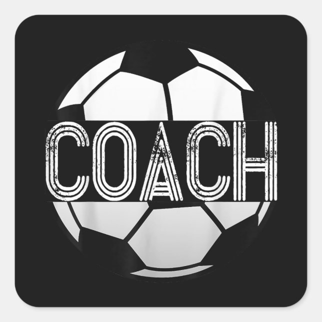 Sticker Carré Coach Soccer T-Shirt Grand Coaching Sport (Devant)