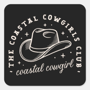 Sticker Carré Coastal disco cowgirls noir esthétique assorti