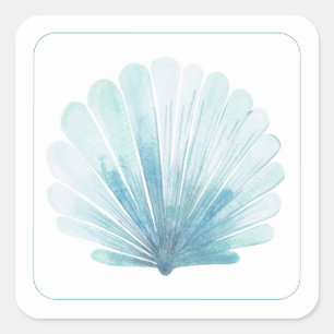 Sticker Carré Coastère Aqua Scallop Seashell