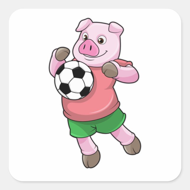 Sticker Carré Cochon à Soccer Sports (Devant)