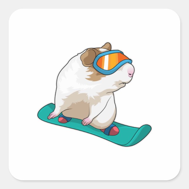 Sticker Carré Cochon de Guinée Snowboard Snowboard (Devant)