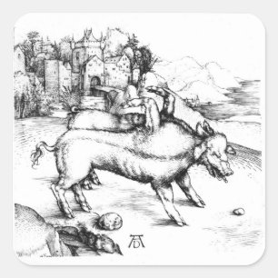 Sticker Carré Cochon monstrueux