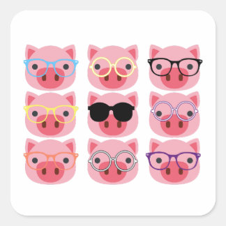 Sticker Carré Cochons mignons