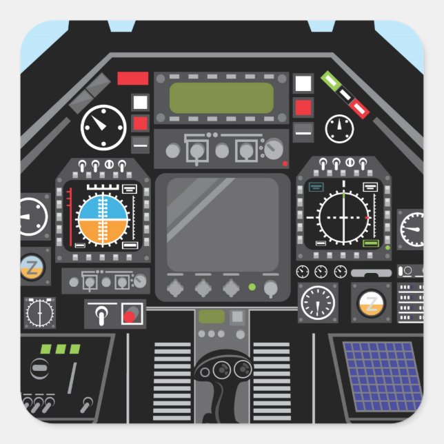 Sticker Carré Cockpit avion de combat (Devant)