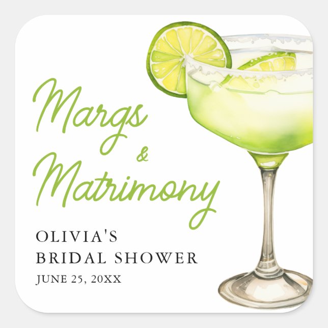 Sticker Carré Cocktail de Mariage et de Margs Modernes pour une  (Devant)