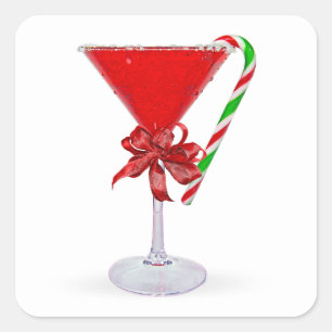 Sticker Carré Cocktail Martini Cadeau de Noël