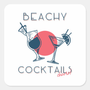 Sticker Carré Cocktails de plage Apéro fête artistique