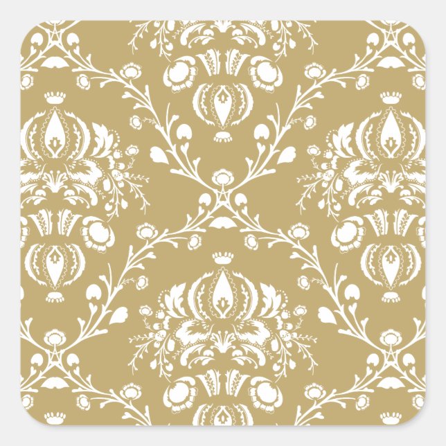 Sticker Carré Cocoa and Cream Damask (Devant)