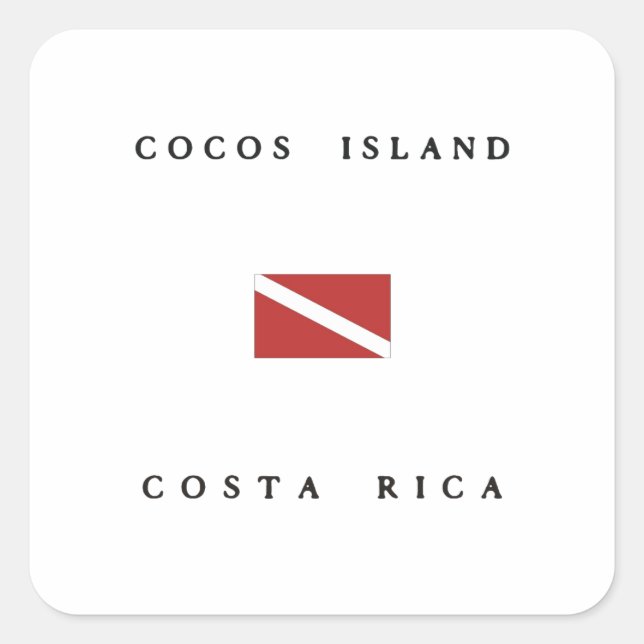 Sticker Carré Cocos Island Costa Rica Drapeau de plongée (Devant)