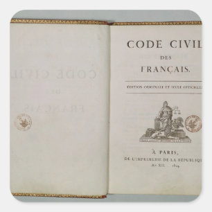 Sticker Carré Code civil, ouvert à la page de titre, 1804