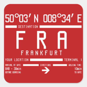 Sticker Carré Code d'aéroport IATA de Francfort-Allemagne