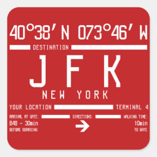 Sticker Carré Code d'aéroport international JFK de New York