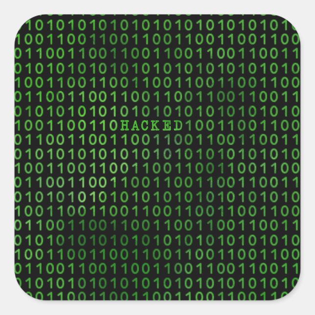 Sticker Carré Code ordinateur piraté (Devant)