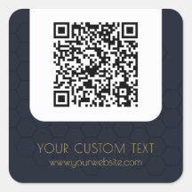 Code QR avec texte personnalisé bleu marine élégan