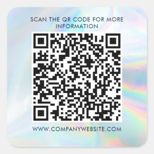 Sticker Carré Code QR de marketing personnalisé holographique po