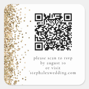 Sticker Carré Code QR de Parties scintillant Gold vers Mariage R