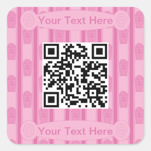 Sticker Carré Code QR de pop-corn amusant et chic