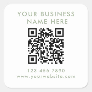 Sticker Carré Code QR de promotion commerciale Vert Sauge Modern
