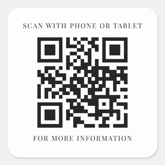 Sticker Carré Code QR d'informations commerciales personnalisées (Devant)