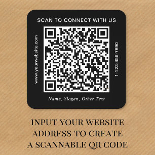 Sticker Carré Code QR Entreprise Noir