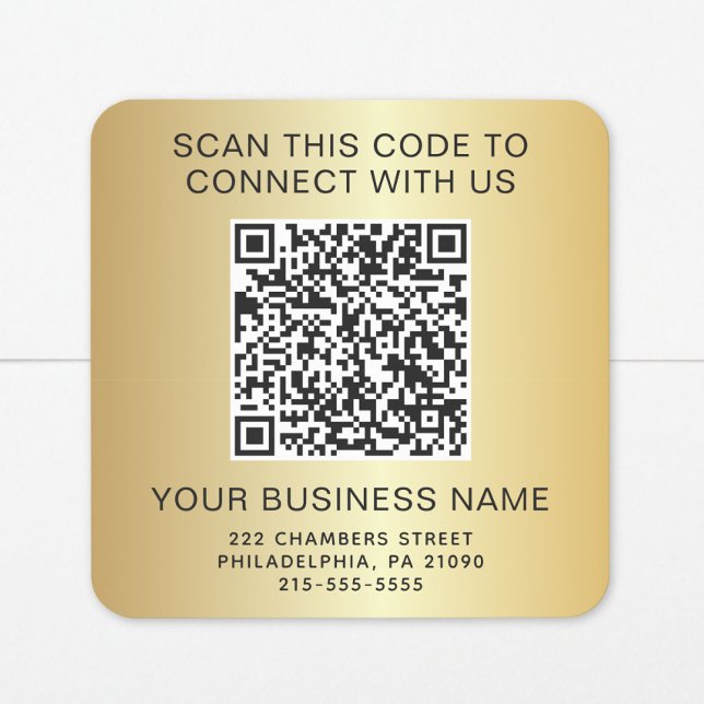 Sticker Carré Code QR Entreprise Or (Créateur téléchargé)