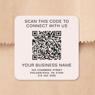 Sticker Carré Code QR Entreprise Rose