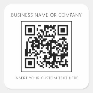Sticker Carré Code QR minimaliste Entreprise Blanc Simple