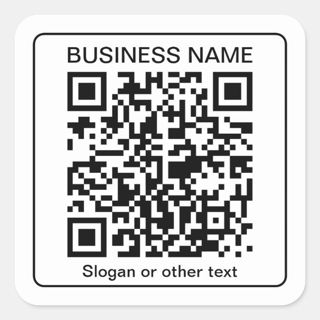 Sticker Carré Code QR numérisable modifiable + votre nom d'entre (Devant)