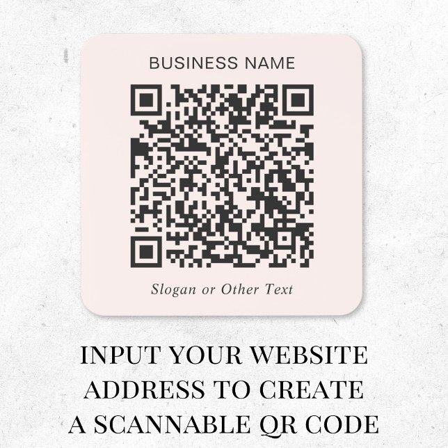 Sticker Carré Code QR personnalisé Entreprise Rose (Créateur téléchargé)