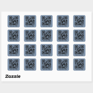 Sticker Carré Code QR personnalisé et promotion du texte bleu du