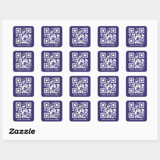 Sticker Carré Code QR personnalisé et promotion du texte bleu fo